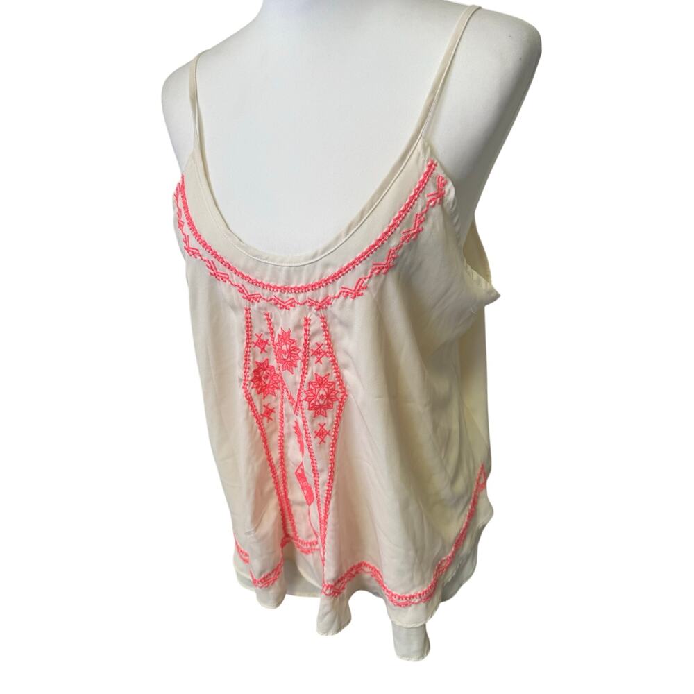 Bongo y2k cream and pink tank top womens xl - Picture 3 of 7